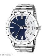Dutchman Day & Date Function Watch With Blue & White Dial, Stainless Steel Chain Strap Analog Watch - For Men