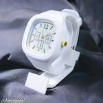 Square White Dial Analog Silicon Strap Stylish Designer Analog Watch For Men under 75