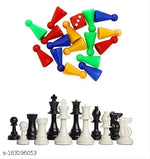 Premium Quality Wooden Ludo + Chess 2 in 1 Board Game With One Set OF Ludo Coins + Dice & Chess Man - For All Ages