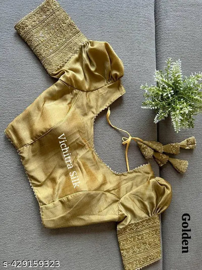 Vichitra Silk Traditional Embroidery Bollywood Stitched Blouse