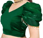Solid Imported Organza blouse For Women, Zimmy Choo Fabric Blouse For Women, Readymade Blouse, Full Stitched blouse, Fancy Lace On Sleeve