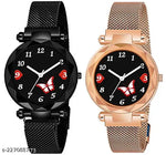 Analog Women's Watch (Black Dial) (Pack of 2)