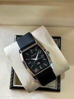 Day & Date Function Watch With Black Coated Dial, Stainless Steel Chain Analog Watch - For MenDay & Date Function Watch With Black Coated Dial, Stainless Steel Chain Analog Watch - For Men