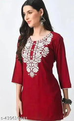 Rayon Top With White color of Embroidery