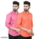 Youth First Men's Solid Spread Collar White Shirts Pack 2