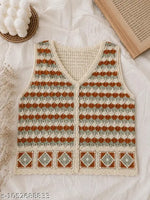 Notty Girl Boho Floral Crochet Button-Front Vest Top