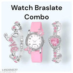 fashion jewellery new for woman and girlsTrendy Watch Bracelet Combo for Girls – Available in Black, White, Blue, Red & Pink