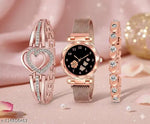 Lettest Fashionable Round Dial Analog Watch with Bracelets Combo For Girls/ Women