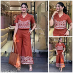Women's Full Embroidery Co-ord Set of Top and Bottom