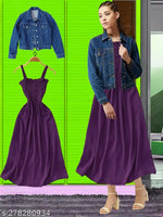 DR.ZOOM Dress With Jacket Women/Girls 100% Premium Quality Material Women Stylish Jacket With Dress COMBO (PACK OF 2) Urbane Latest Women Dresses With Jacket.