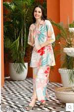 Women's Full Embroidery Co-ord Set of Top and Bottom