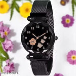Women's Black Strap Butterfly desigen megnet Watch