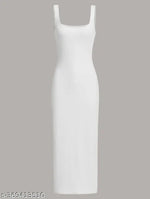 Solid Ribbed Square Neck Tank Dress