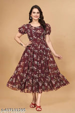 Zanies Women Floral Printed Teal Maxi Dress