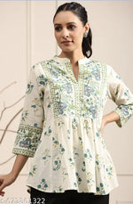 BLUEPRINTED COTTON TOPS FOR GIRLS
