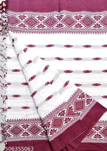 Pure Cotton White & Red Saree Kanjivaram Duraga Puja