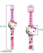 Cat Character Multicolored Disco Light and Music Digital Girl's Wrist Watch Cum Toy (Best Return Gift for Boy's and Girl's)