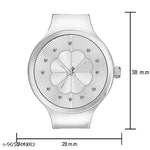 Unique Flower Designer Round Dial Attractive Metal Belt Analog Watches for Women