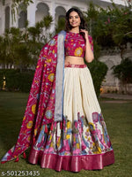 Women's Collection Dolla Silk Lehenga Choli Patola Print with Foil Work With Unstitched Blouse
