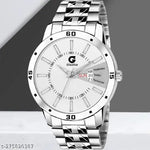 Dutchman Day & Date Function Watch With Blue & White Dial, Stainless Steel Chain Strap Analog Watch - For Men