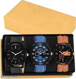 Multicolor (Pack of 3) Leather Analog Watch for Men
