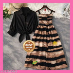 Fancy Georgette Knee Length Full Sleeve Round Neck Dori Belt  Dress