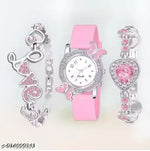 fashion jewellery new for woman and girlsTrendy Watch Bracelet Combo for Girls – Available in Black, White, Blue, Red & Pink