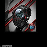 Men's Black Multifunction Sports Watch with Analog Digital Display