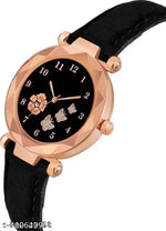 Flower Designer Leather Strap Women's and Girl's Watch Analog Watches And Free Gift