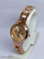 Unique Flower Designer Round Dial Attractive Metal Belt Analog Watches for Women