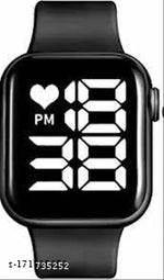 Classy Trending Black Dial black Strap Silicon Ultra LED Digital Watch For Boy & Girls  Red Square Ultra Band