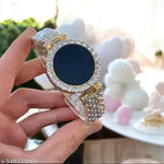 Digital Watch Combo - For Women Luxury LED Touch Screen CZ Stone Bracelet Watch Eleegant Timepiece