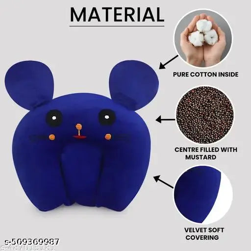 QOC  Mustard Seeds (Rai) Pillow Cotton,Baby Head Shaping Takiya Detachable Mustard/Rai Seed Pouch for Easy Washing Feeding & Nursing Baby Neck Pillow Soft Head Shaper Anti Flat Pillow With Mustard Seeds For Newborn Babie(0-9Months)