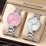 New Ethnic Solid Black Brown Metal Belt Analog Watches Combo for Women