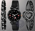 fashion jewellery new for woman and girlsTrendy Watch Bracelet Combo for Girls – Available in Black, White, Blue, Red & Pink