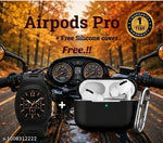 Premium Bluetooth Earbuds(AIRPOD PRO) & Digital Watch Combo – Noise-Canceling, True Wireless Earbuds, Sports, Sweatproof, Touch Control, Long Battery Life, Water-Resistant Luxury Analog Men’s Watch, Stylish Wristwatch(BT + CASE COVER + WATCH)