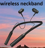 Black Bluetooth Neckband, Bluetooth Earphones, Fast Charging HD Quality Sound, neckband wireless headphone earbuds, Bluetooth Headphones with Long Hours of Playtime & Compatible for all Smartphones - Black