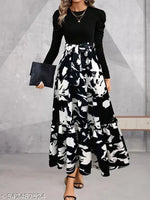 Fancy Georgette Knee Length Full Sleeve Round Neck Dori Belt  Dress