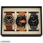 Multicolor (Pack of 3) Leather Analog Watch for Men