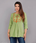 Rayon Top With White color of Embroidery