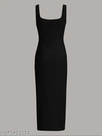 Solid Ribbed Square Neck Tank Dress