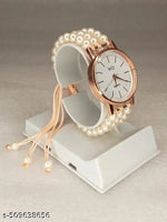 Flower Pattern Analogue Women's or Girls Watch (Rose Gold White)