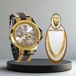 Rosra Golden Formal Watch For Men's Ring +Chain Free (MOR RING+ CHAIN) For Boys