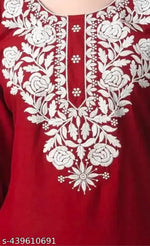 Rayon Top With White color of Embroidery