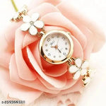 Flower Pattern Analogue Women's or Girls Watch (Rose Gold White)