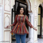 Rayon Top With White color of Embroidery