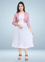 DR.ZOOM Dress With Jacket Women/Girls 100% Premium Quality Material Women Stylish Jacket With Dress COMBO (PACK OF 2) Urbane Latest Women Dresses With Jacket.