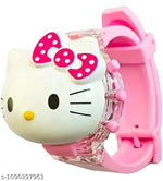 GOODLIKE Kitty Cat. Character Multicolored Glowing Light and Musical Digital Girl's Wrist Watch | Unique Cute Cartoon Character on Strap | Soft Silicone. Strap | Suitable for Age 3-12 Year Kids