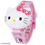 Cat 3D Action Figure Hello Kitty Face Based Toy Design Digital Glowing Watch with Disco Music and Blinking Lights for Kids | for Boys Girls- Good Birthday Return Gift