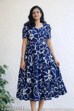 Zanies Women Floral Printed Teal Maxi Dress